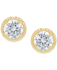 Children's Cubic Zirconia Screw Back Stud Earrings 14k Gold