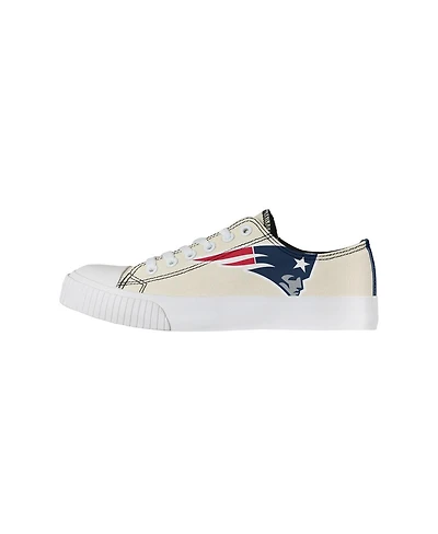 Women's Foco Cream New England Patriots Low Top Canvas Shoes