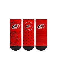 Toddler Boys and Girls Rock 'Em Socks Carolina Hurricanes #1 Fan 3-Pack Crew Socks Set