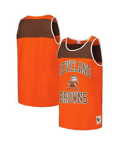 Men's Mitchell & Ness Orange, Brown Cleveland Browns Heritage Colorblock Tank Top