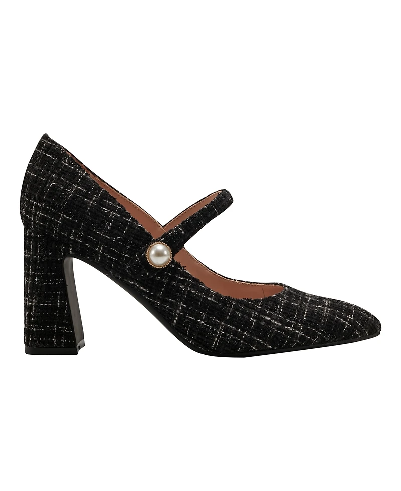 Bandolino Women's Kirsten Mary Jane Pumps - Black, White Tweed