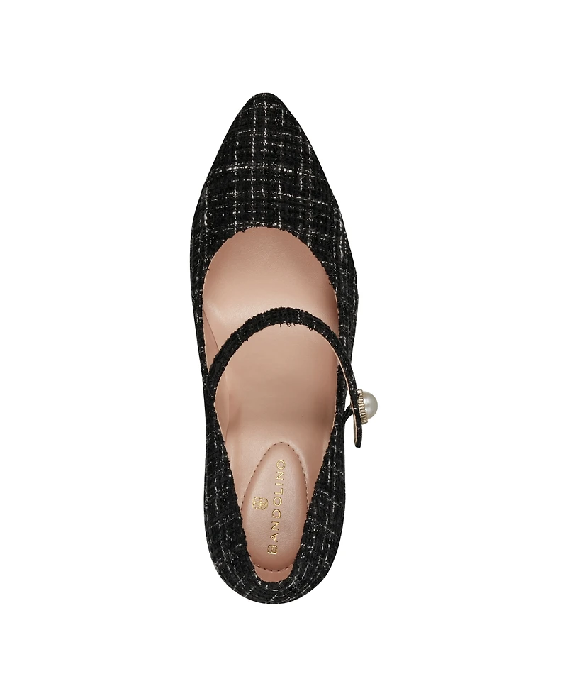 Bandolino Women's Kirsten Mary Jane Pumps - Black, White Tweed