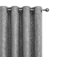 GoodGram Montauk Accents 2 Piece Grommet Top Sparkly Metallic Light Filtering Window Curtains - 95 in. Long Gray
