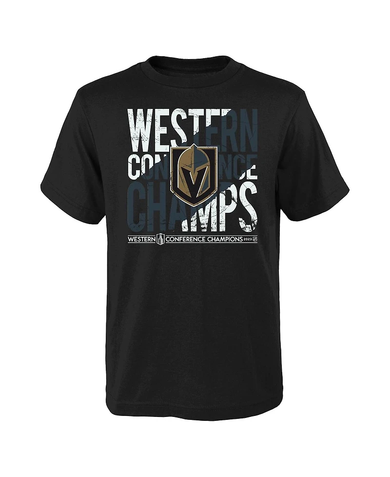 Big Boys and Girls Fanatics Black Vegas Golden Knights 2023 Western Conference Champions T-shirt