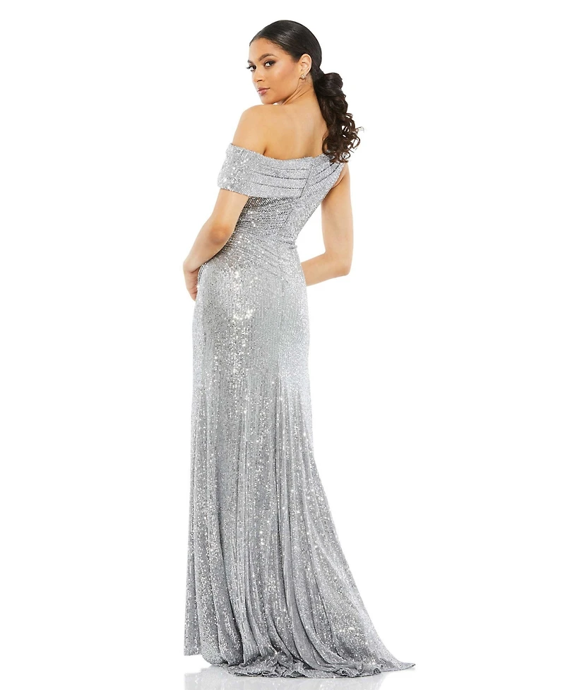 Mac Duggal Women's Ieena Sequined Drop Shoulder Gown