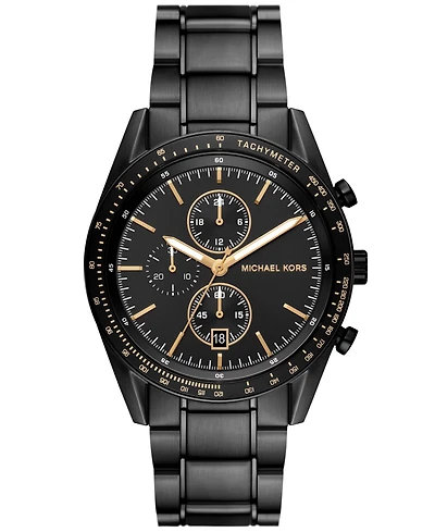 Michael Kors Men's Warren Quartz Chronograph Black Stainless Steel Watch 42mm