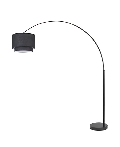 Fc Design Modern 81" Tall Standing Adjustable Arched Floor Lamp with Double Drum Shade and Marble Base