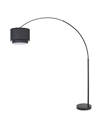 Fc Design Modern 81" Tall Standing Adjustable Arched Floor Lamp with Double Drum Shade and Marble Base