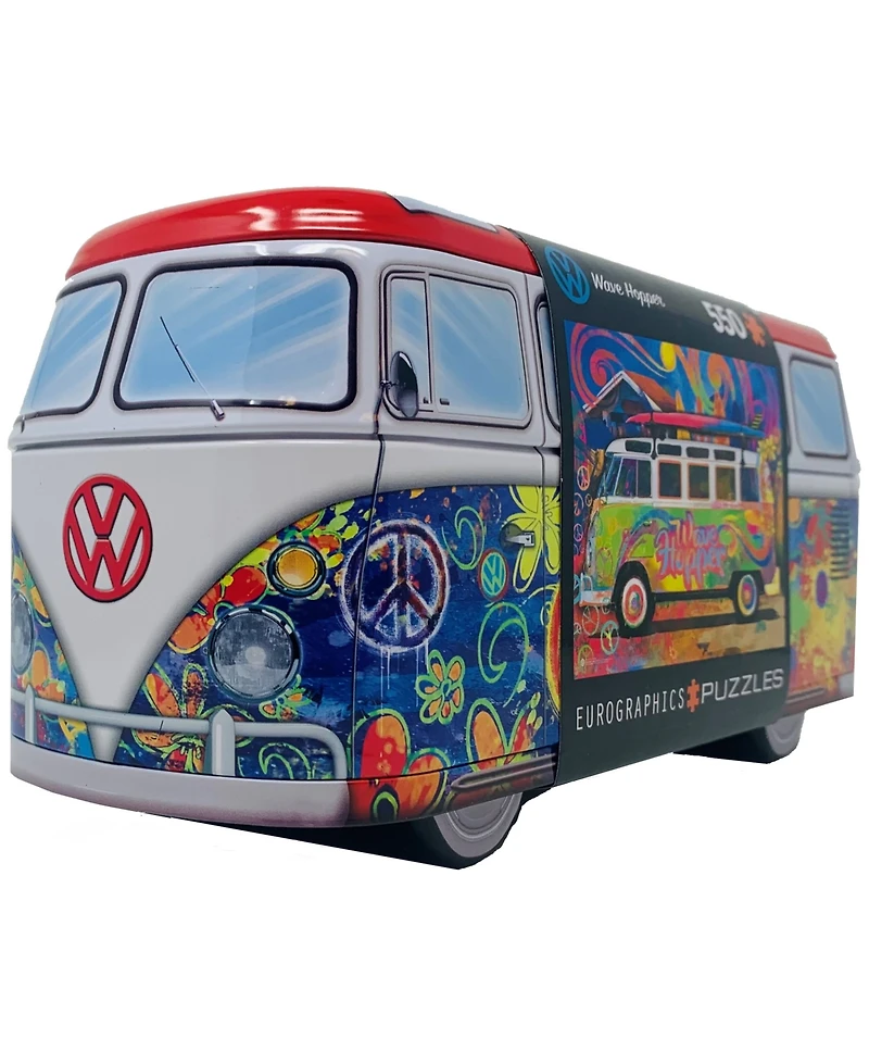 Eurographics Incorporated Volkswagen Wave Hopper Collectible Bus-Shaped Tin Puzzle, 550 Pieces