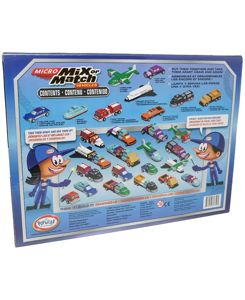 Popular Playthings Micro Mix or Match Vehicles Set, 27 Pieces