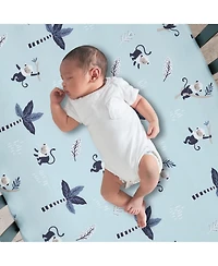 Lambs & Ivy Jungle Party 100% Cotton Monkey/Palm Tree Fitted Crib Sheet