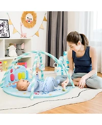 Costway Baby Gym Baby Play Mat Piano Gym w/ 5 Hanging Sensory Toys
