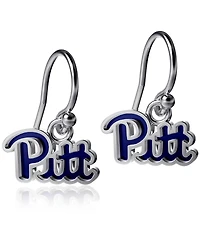 Women's Dayna Designs Pitt Panthers Silver Enamel Dangle Earrings