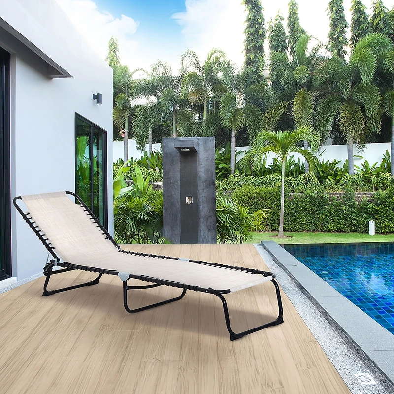 Outsunny Outdoor Folding Chaise Lounge Chair Portable Lightweight Reclining Garden Sun Lounger with 4-Position Adjustable Backrest for Patio, Deck