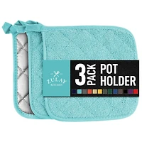 3-Pack Cotton Pot Holders for Kitchen - Heat Resistant, Machine Washable, & Comfortable Grip Oven Hot Pads
