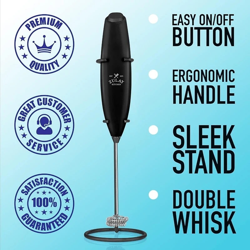 Double Whisk Milk Frother Handheld Mixer With Improved Motor