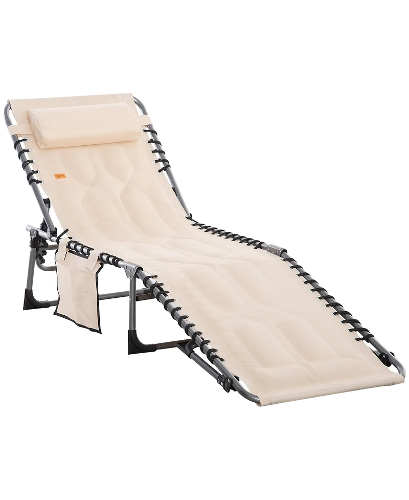 Outsunny Outdoor Padded Folding Chaise Lounge Chair with Reclining