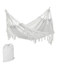 Outsunny Extra Large Boho Hammock with Macrame Tassels,
