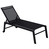 Outsunny Patio Garden Sun Chaise Lounge Chair with 5-Position Backrest, 2 Back Wheels, & Industrial Design, Black
