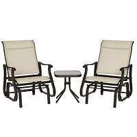 Outsunny 3pc Outdoor Gliding Chairs with Tea Table Set