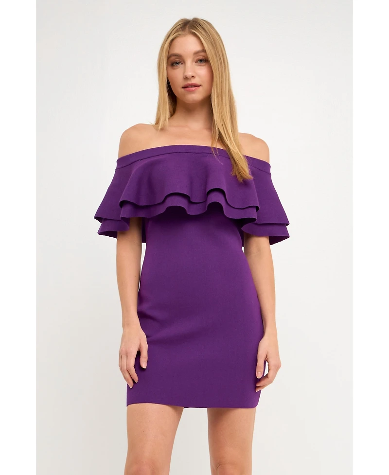 endless rose Women's Off-The-Shoulder Mini Dress