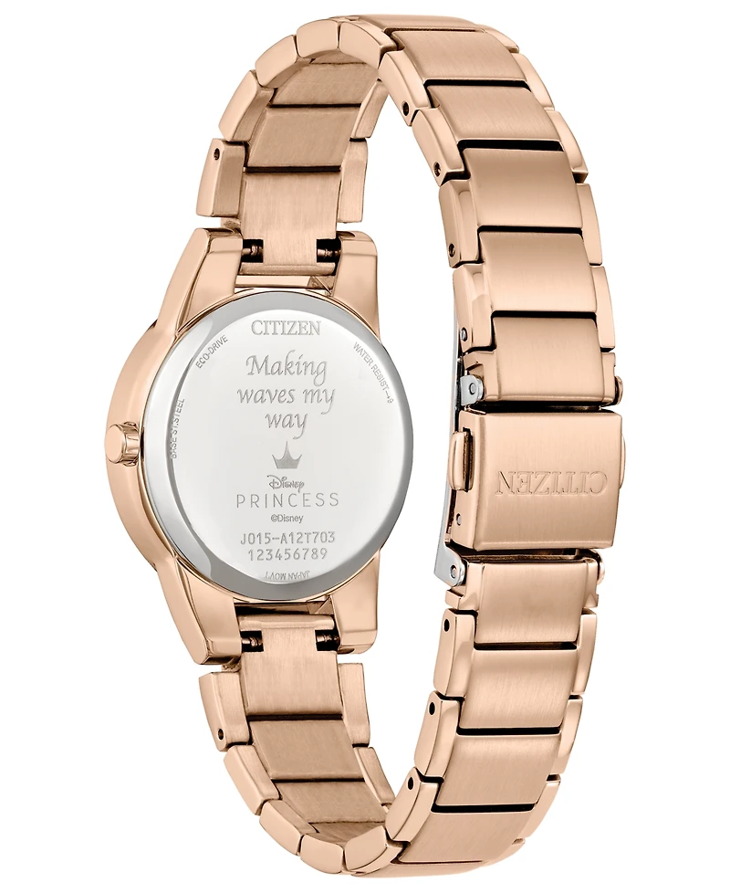 Citizen Eco-Drive Women's Disney Princess Ariel Rose Gold-Tone Stainless Steel Bracelet Watch 30mm Gift Set