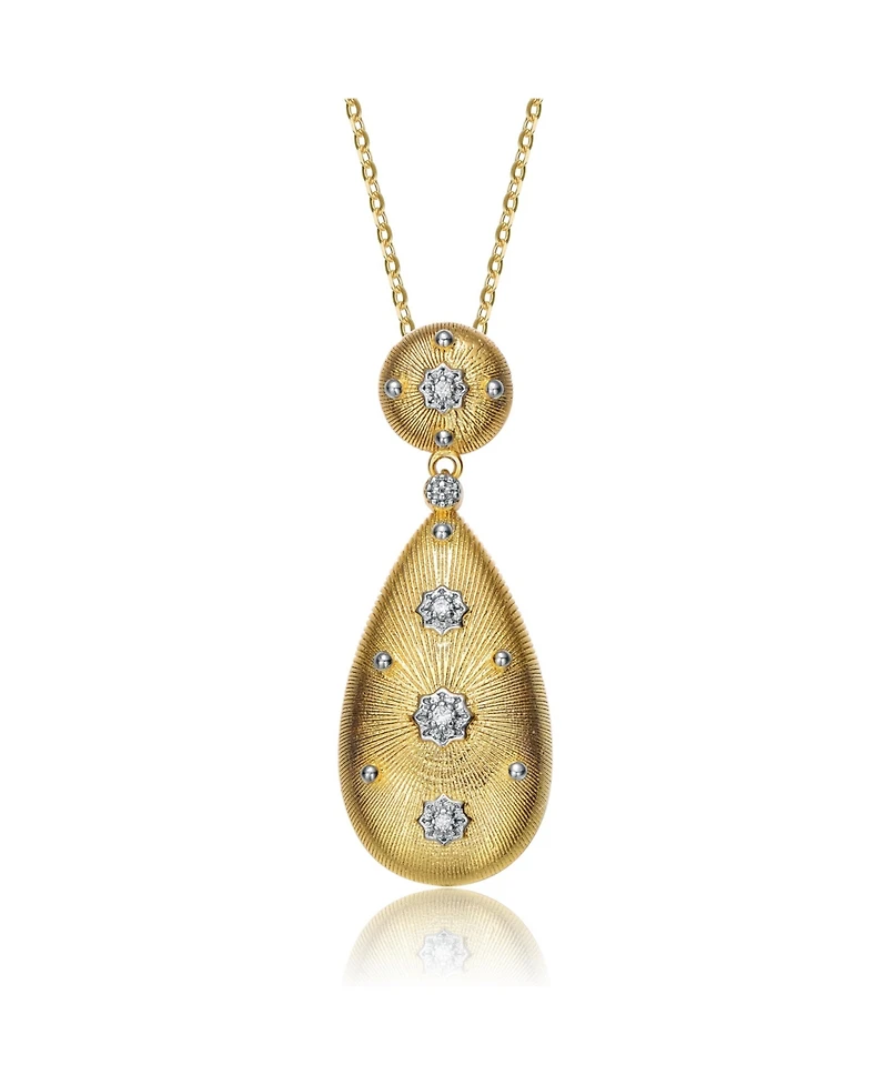 14K Gold Plated Cubic Zirconia Pendant Necklace