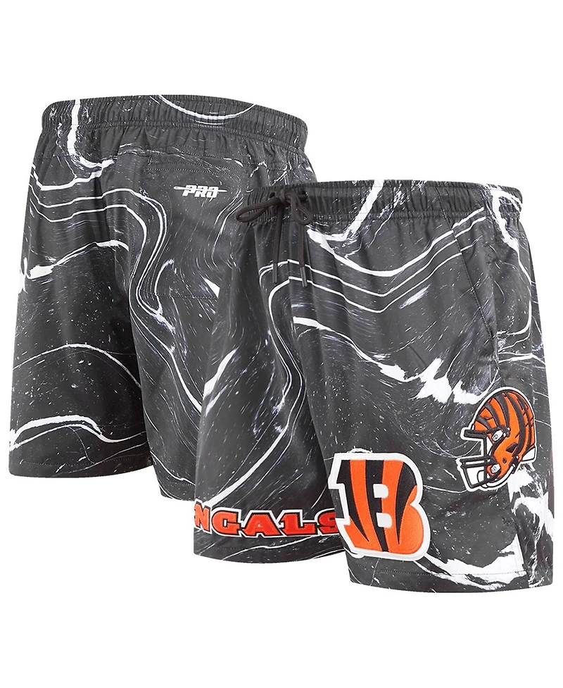 Men's Pro Standard Black Cincinnati Bengals Allover Marble Print Shorts