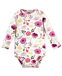 Touched by Nature Baby Girls Soft Natural Cotton Long-Sleeve One-Piece Essentials