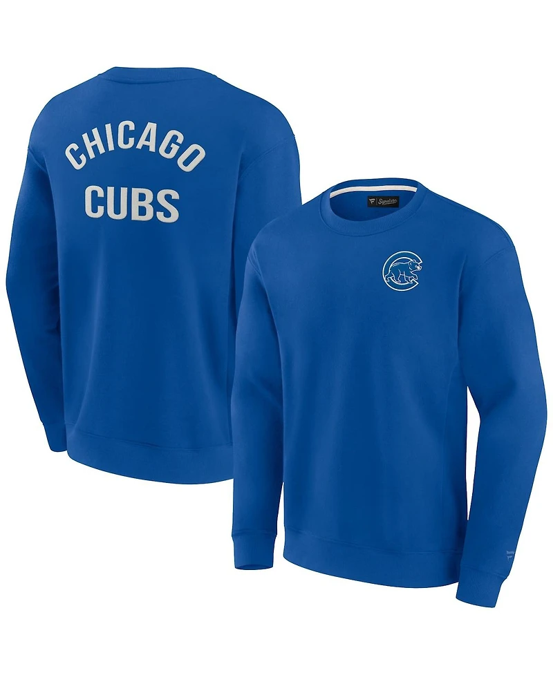 Men's and Women's Fanatics Signature Royal Chicago Cubs Super Soft Pullover Crew Sweatshirt