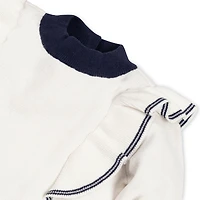 Hope & Henry Toddler Girls Long Sleeve Mock Neck Ruffle Pinafore Sweater Dress