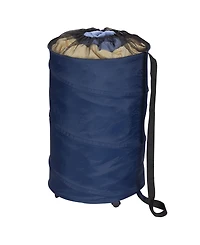 Household Essentials Rolling Pop Up Hamper, Drawstring Closure with Shoulder Strap and Removable Wheels