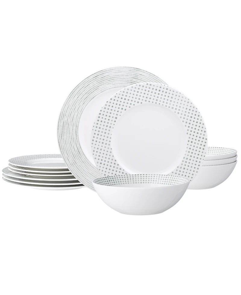 Noritake Hammock Rim 12-Piece Dinnerware Set, Service for 4