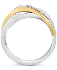 Effy Diamond Crossover Statement Ring (1/10 ct. t.w.) in Sterling Silver & 14k Gold-Plate