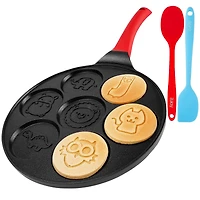 Zulay Kitchen Pancake Pan - 7 Animal Face Designs and Two Bonus Spatulas