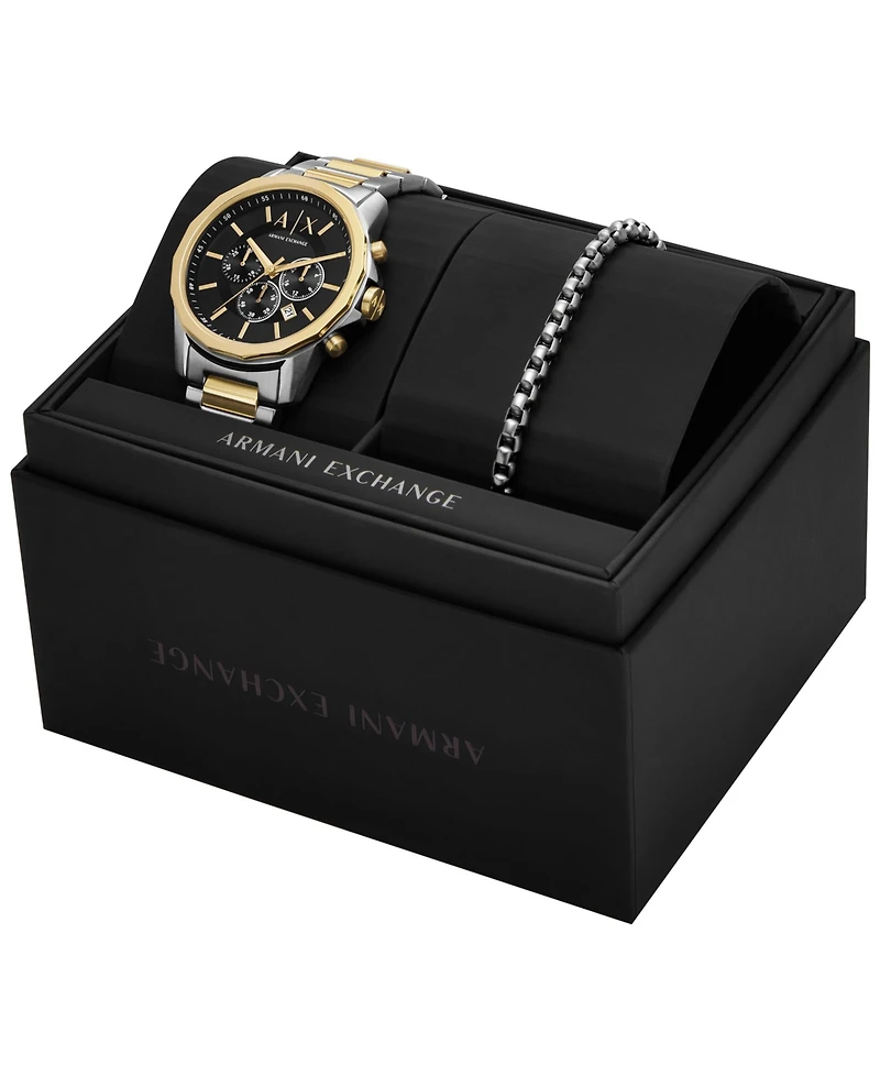 A|X Armani Exchange Men's Quartz Chronograph Multi Stainless Steel Watch 44mm Set, 2 Pieces