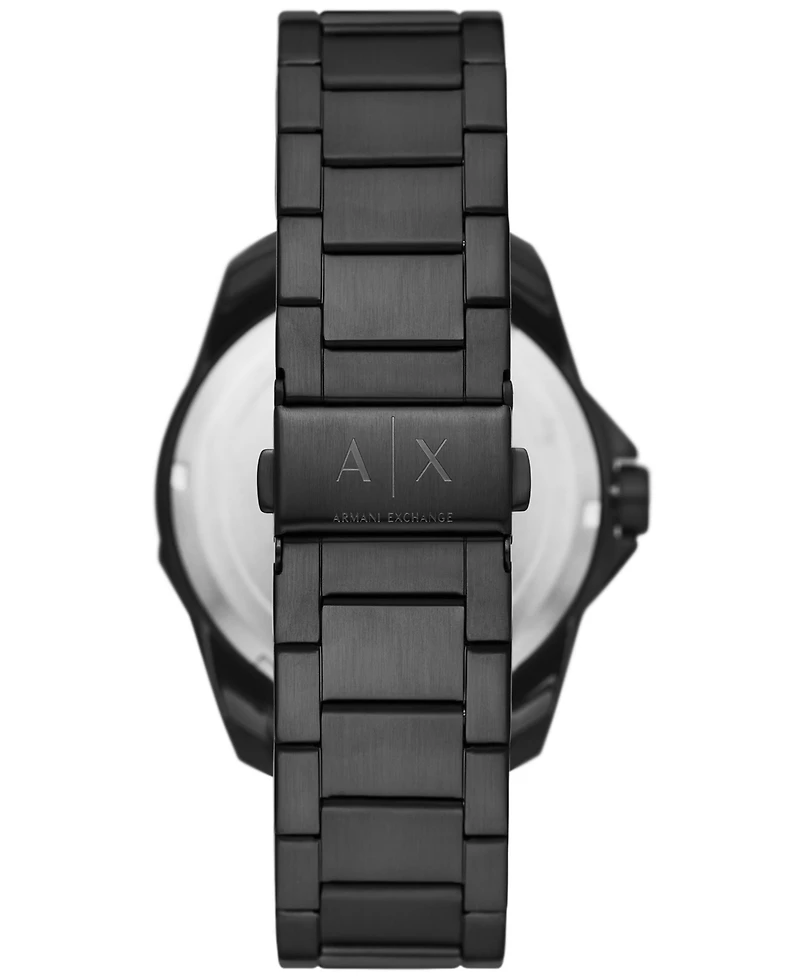 A|X Armani Exchange Men's Quartz Three Hand Date Black Stainless Steel Watch 44mm