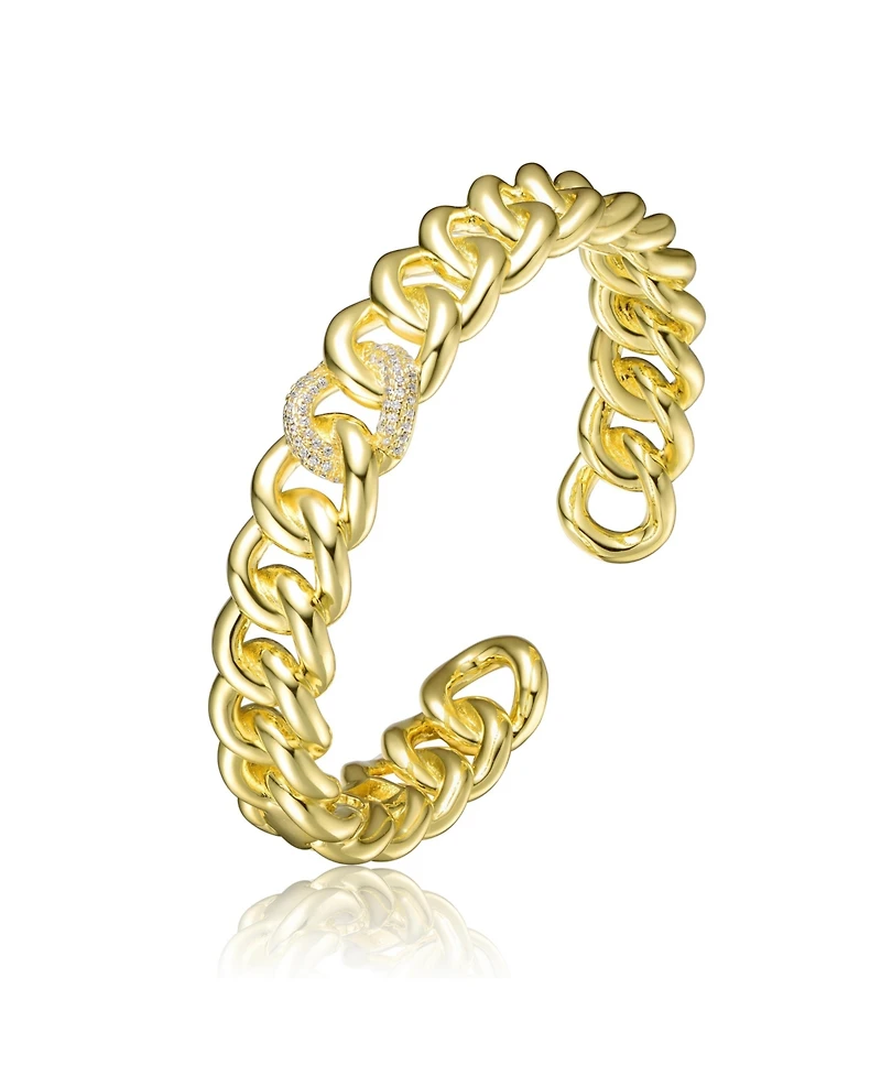 14K Gold Plated Chain Cuff Bracelet