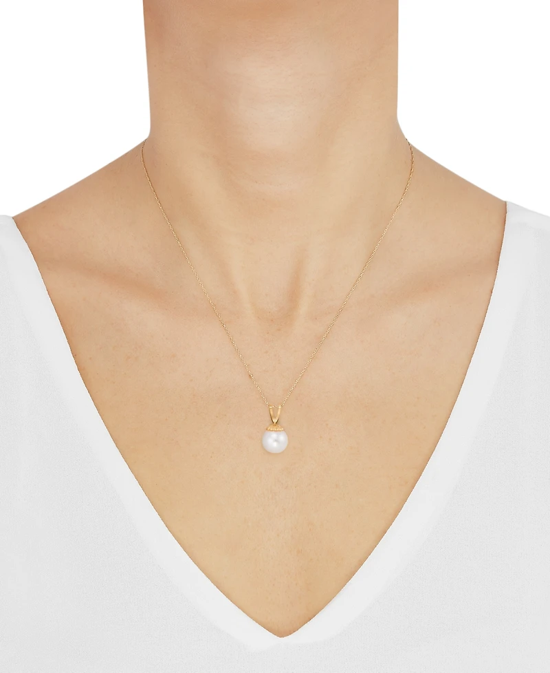 Cultured Freshwater Pearl (6-3/4mm) 18" Pendant Necklace in 14k Gold