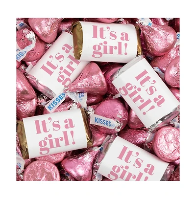 Just Candy It's a Girl Baby Shower Candy Party Favors Miniatures & Pink Kisses, 128 Pieces