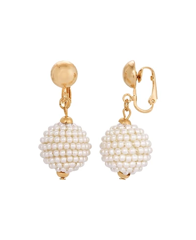 2028 Acrylic Seed Bead Gold-Tone Clip Earrings