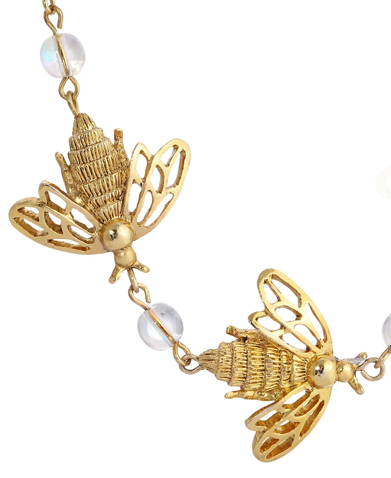 2028 Crystal Aurora Borealis Bee Necklace