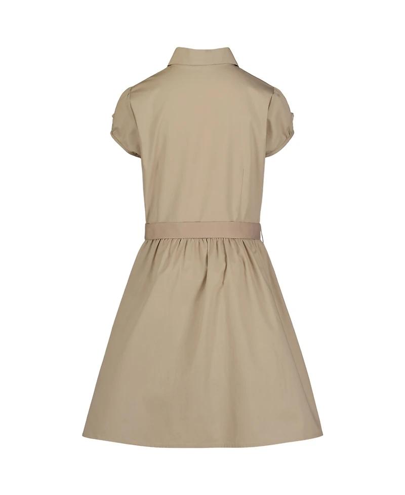 Nautica Plus Girls Uniform Belted Poplin Shirt Dress