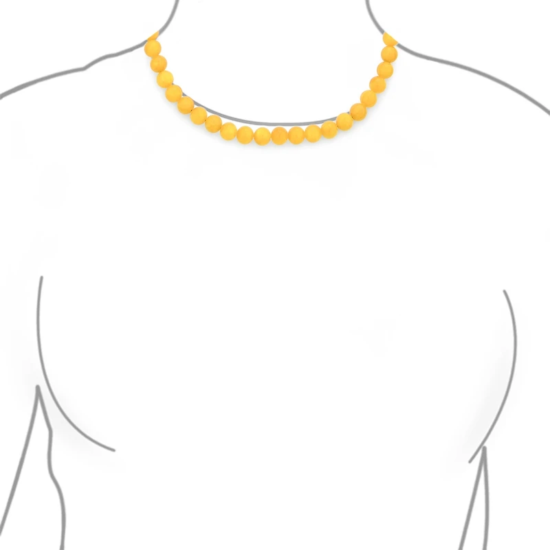 Bling Jewelry Plain Simple Smooth Classic Yellow Orange Created Synthetic Jade Round 10MM Bead Strand Necklace Silver Plated Toggle Clasp
