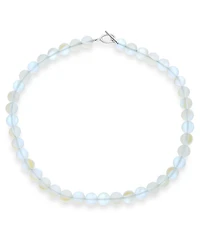 Bling Jewelry Plain Simple Changing Transcalent Created Moonstone Round 10MM Bead Strand Necklace Silver Plated Clasp