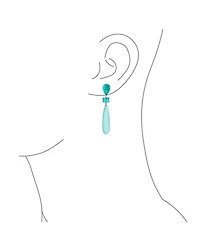 Bling Jewelry Linear Multi Color Black Onyx Blue Natural Turquoise Navy Sodalite Rose Quartz Chandelier Elongated Long Teardrop Dangling Earrings