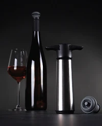 Vacu Vin Stainless Steel Wine Saver Pump with 2 Stoppers, 2 Servers