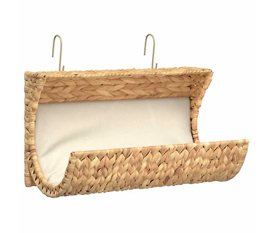 vidaXL Cat Bed with Cushion Water Hyacinth 14.6"x7.9"x7.9"