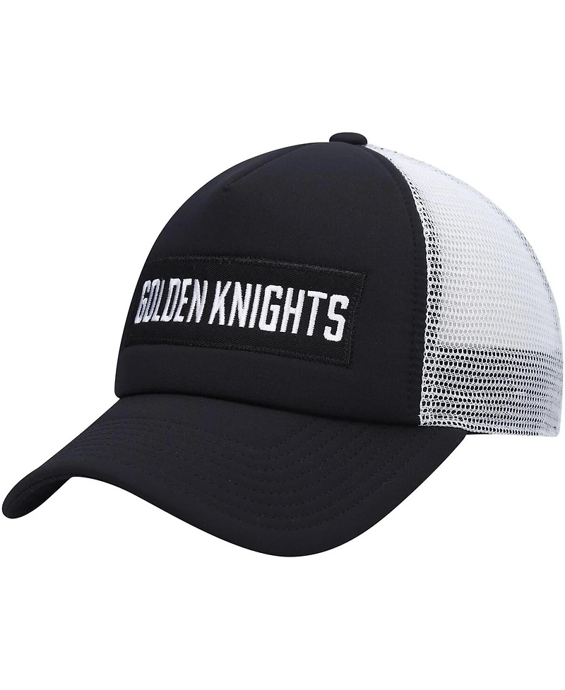 Men's adidas Black, White Vegas Golden Knights Team Plate Trucker Snapback Hat