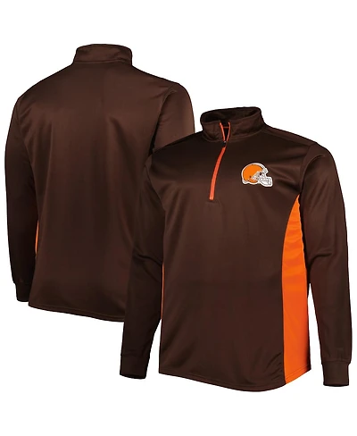 Men's Brown Cleveland Browns Big and Tall Quarter-Zip Sweatshirt